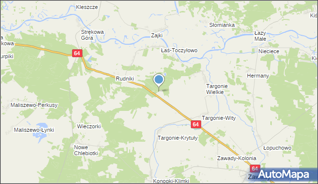 mapa Kolonia Łaś-Toczyłowo, Kolonia Łaś-Toczyłowo na mapie Targeo